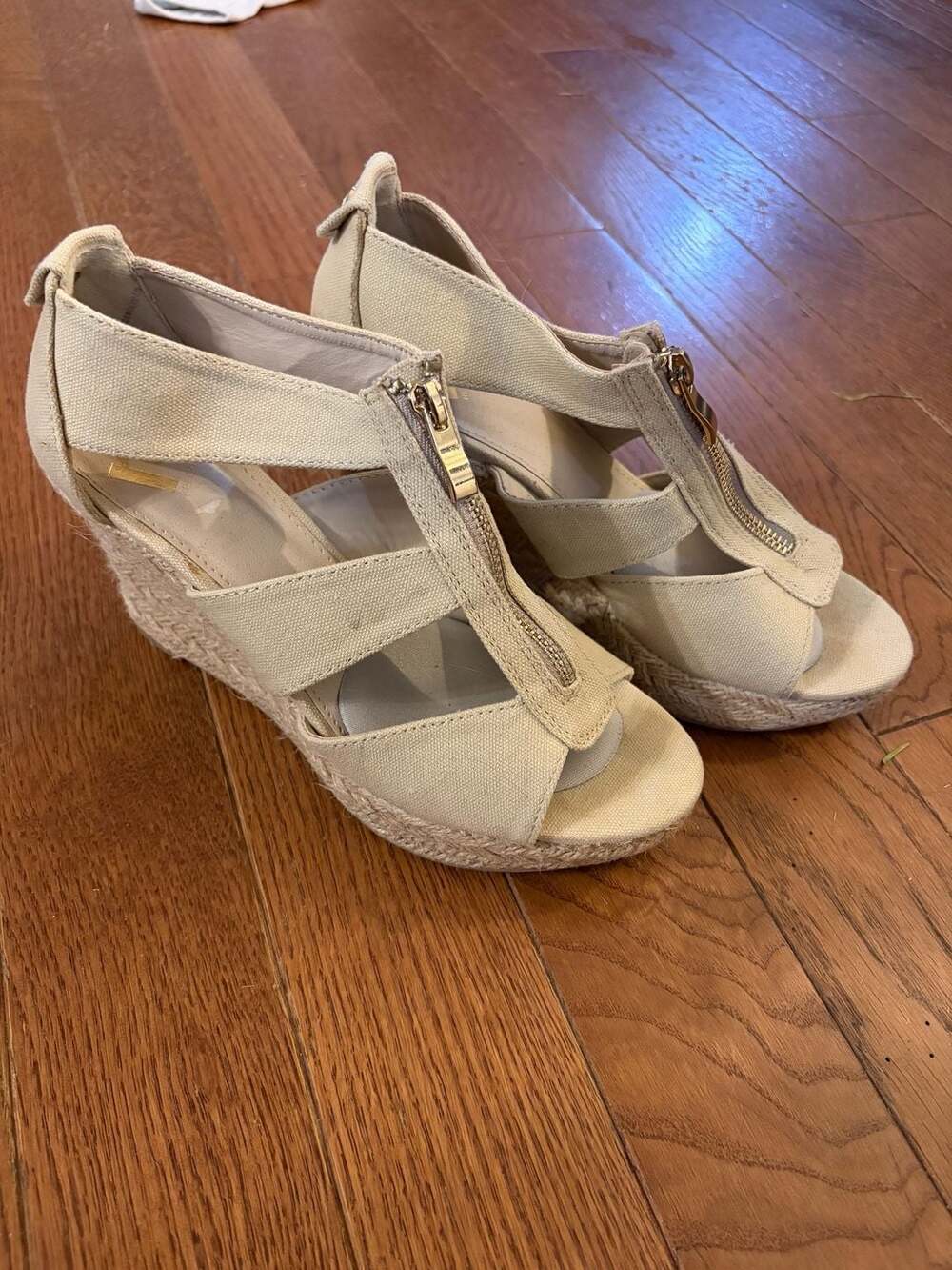 Report Zippy Canvas Front-Zip Espadrille Wedge Sandals